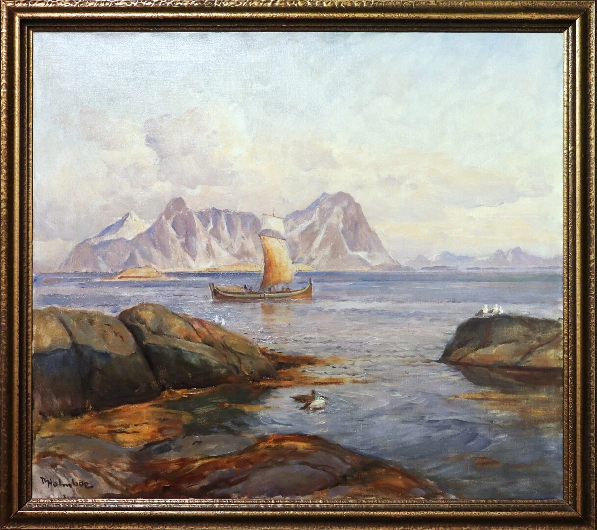 Thorolf Holmboe (1866 - 1935) - "Utsikt over Kjerringøy, Bodø"